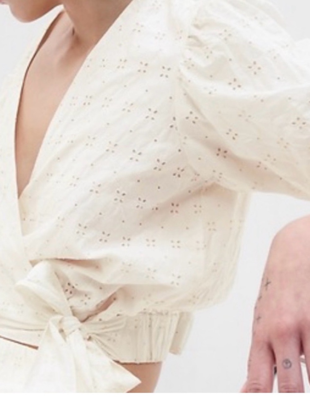 GAP white Eyelet faux Wrap Blouse New